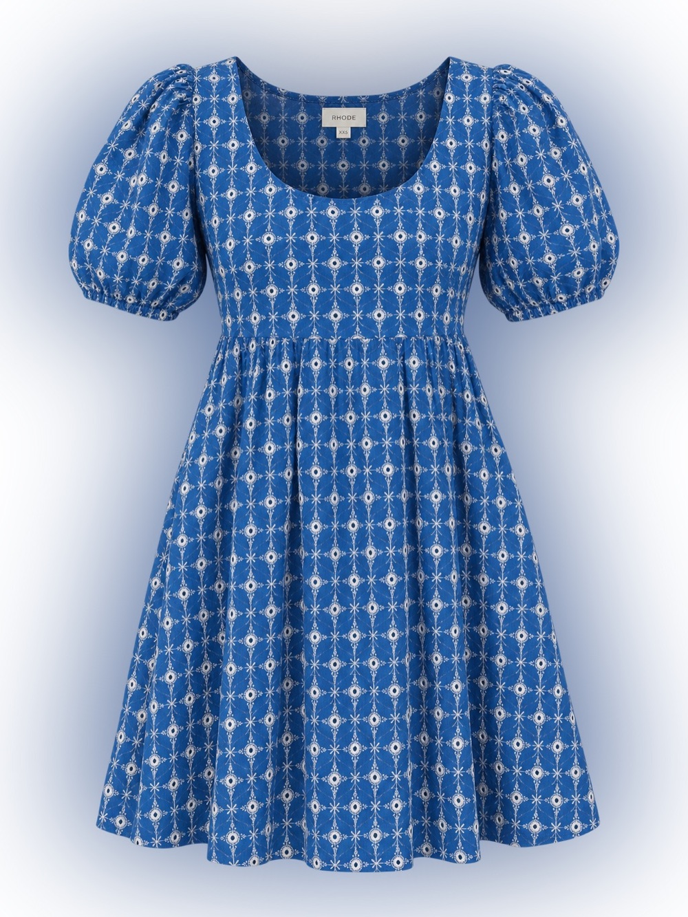 Rhode x Target Blue Embroidered Eyelet Puff Sleeve Mini Dress Size XXS NWT